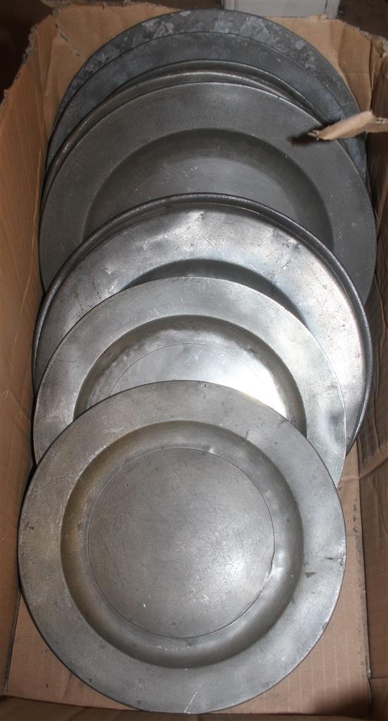 9 pewter plates